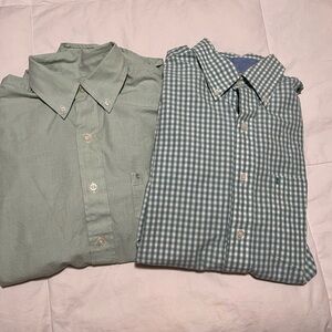 Izod Bundle 2 Men's Green Button Down Long Sleeve Cotton Shirts Size Small